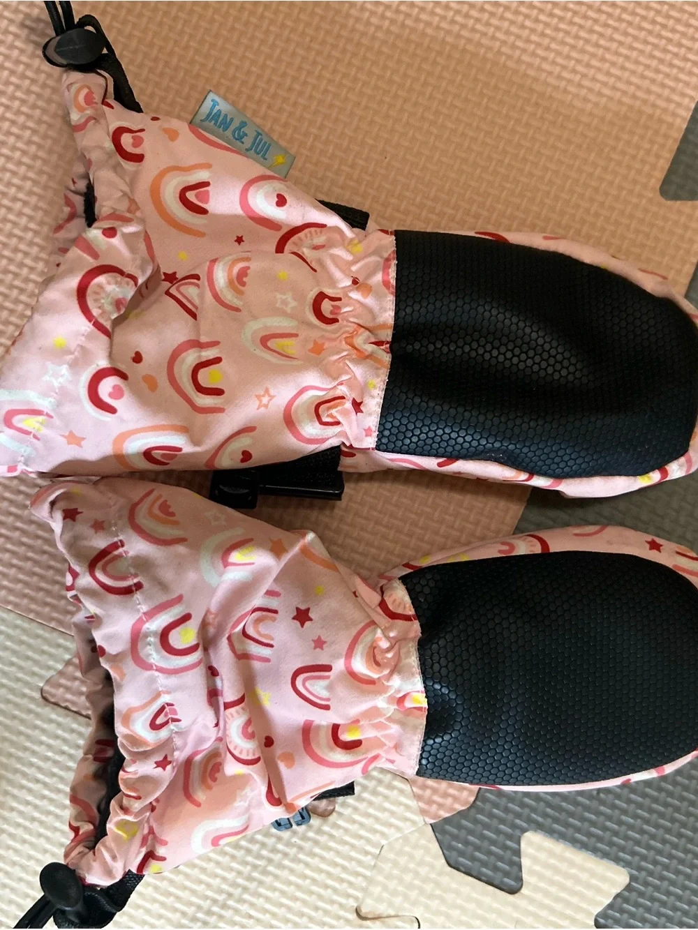 Kids Pink Rainbow Mittens - Jan & Jul